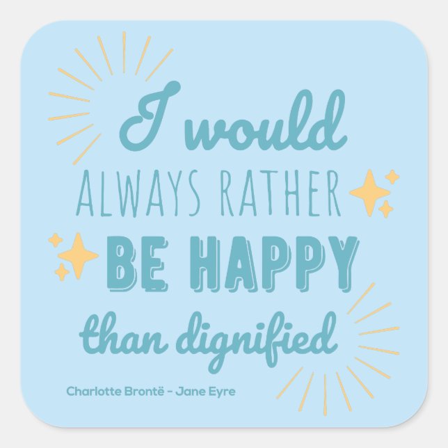 Adesivo Quadrado Jane Eyre Citação I - Edição Azul (Frente)