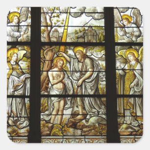 Adesivo Quadrado Janela da igreja do vitral do Natal de Jesus