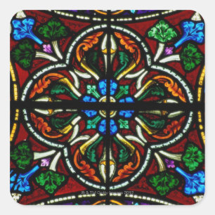 Adesivo Quadrado Janela de vitral na igreja de Michans da rua