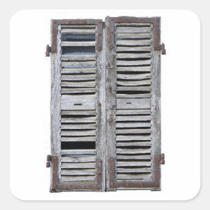 Adesivo Quadrado Janela fechada com janelas de madeira antigas