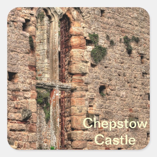 Adesivo Quadrado Janela Histórica Medieval do Castelo de Chepstow (Frente)