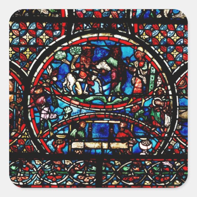 Adesivo Quadrado Janela representando o bom samaritano (Frente)