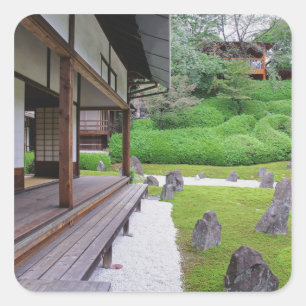 Adesivo Quadrado Japão, Quioto. Jardim de pedra em silêncio
