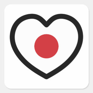 Adesivo Quadrado Japão   Sinalizador Japonês Heart