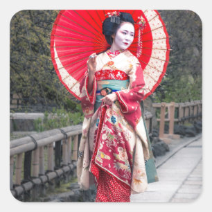 Adesivo Quadrado Japonês Geisha em Kyoto
