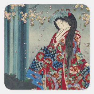 Adesivo Quadrado Japonês Geisha Lady Japan Art Classic Legal