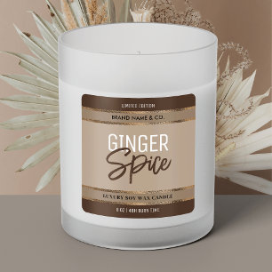 Adesivo Quadrado Jar de Vela Neutra Moderna de Soja Dourada Elegant