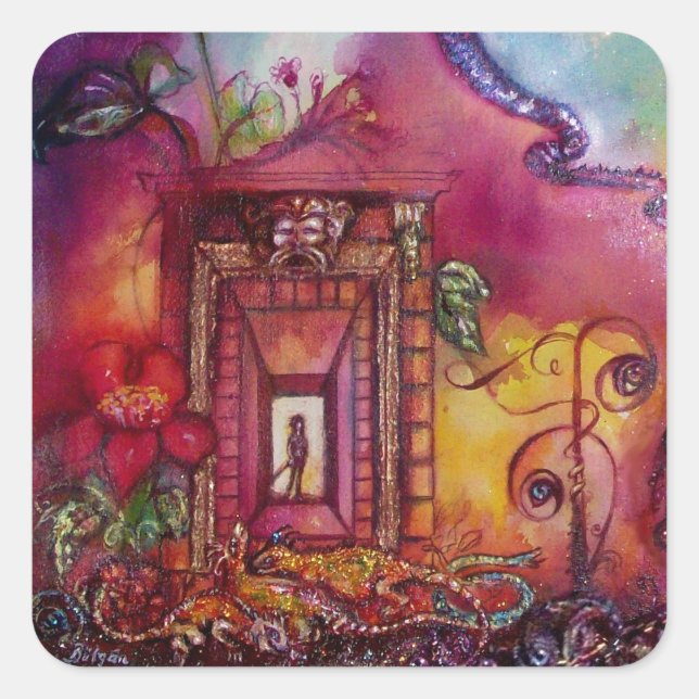 ADESIVO QUADRADO JARDIM DAS SOMBRAS PERDIDAS - SERPENTES E IGUANAS (Frente)