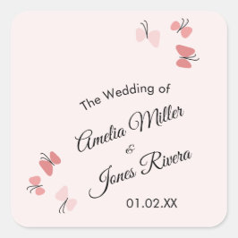 Adesivo Quadrado Jardim de Borboletas Rosa Casamento Romântico Simp