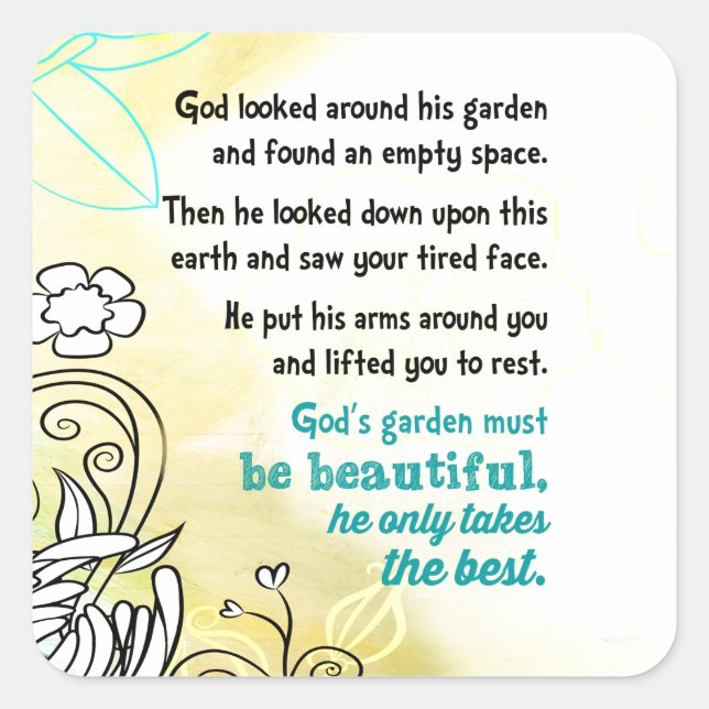 Adesivo Quadrado Jardim de Deus (Frente)