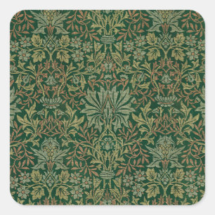 Adesivo Quadrado Jardim de Flores William Morris -Verdes