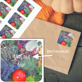 Adesivo Quadrado Jardim de outono rústico colorido