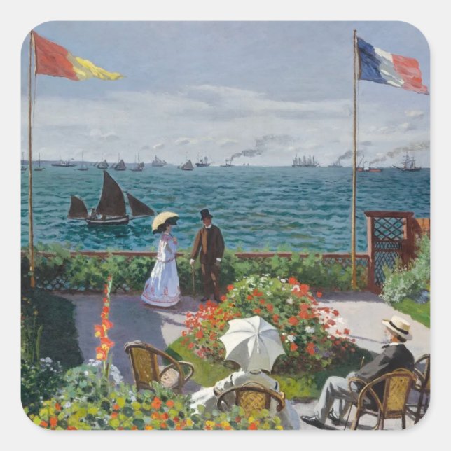 Adesivo Quadrado Jardim de Sainte-Adresse - Claude Monet belas arte (Frente)