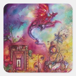 ADESIVO QUADRADO JARDIM DE SOMBRAS PERDIDAS/DRAGÃO VERMELHO VOANTE