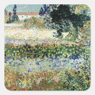 Adesivo Quadrado Jardim de Vincent van Gogh   na flor, Arles, 1888