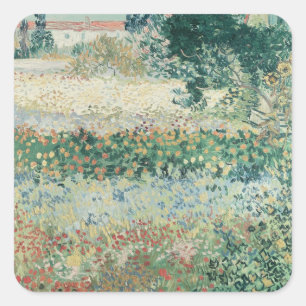 Adesivo Quadrado Jardim de Vincent van Gogh na flor, Arles, 1888