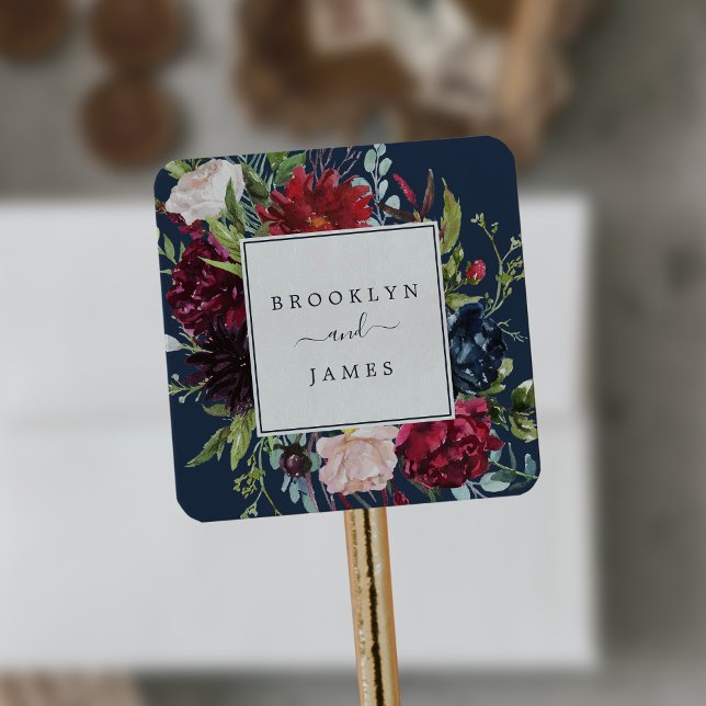 Adesivo Quadrado Jardim do outono | Focos de Envelope de Casamento  (Criador carregado)