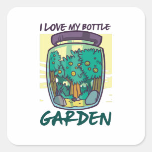 Adesivo Quadrado Jardim - Eu Amo Meu Jardim de Garrafa