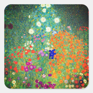 Adesivo Quadrado Jardim Flor Gustav Klimt