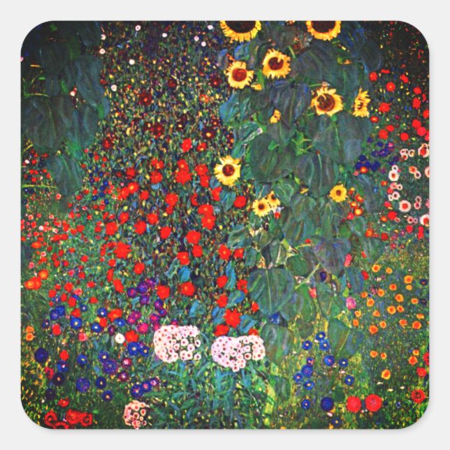 Adesivo Quadrado Jardim Flor Gustav Klimt (Frente)