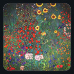 Adesivo Quadrado Jardim Flor Gustav Klimt<br><div class="desc">Vinhetas com Fazenda de pintura a óleo de Gustav Klimt com girassóis (1907). Um belo jardim de girassóis e belas flores azuis,  vermelhas,  roxas,  rosa e brancas. Um presente de excelente para fãs de Arte Nouveau e de Arte Austríaca.</div>