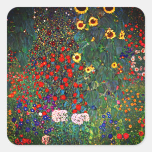 Adesivo Quadrado Jardim Flor Gustav Klimt