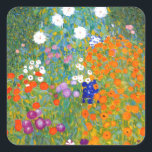 Adesivo Quadrado Jardim Flor por Gustav Klimt Vintage Floral<br><div class="desc">Jardim Bauerngarten/Flor/Jardim de Algodão pintado em 1905 pelo simbolista austríaco e artista Art Nouveau Gustav Klimt (1862-1918)</div>