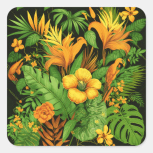 Adesivo Quadrado Jardim Floral Flor Planta Verde Natureza