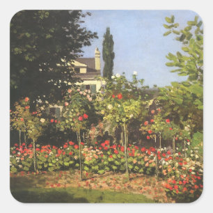 Adesivo Quadrado Jardim Florido em Sainte Adresse por Claude Monet