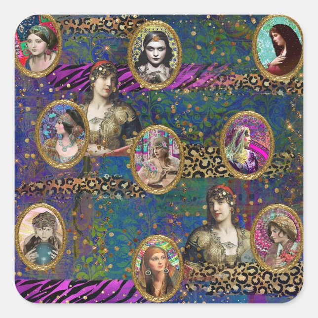 Adesivo Quadrado Jardim Gypsy, autocolantes (Frente)