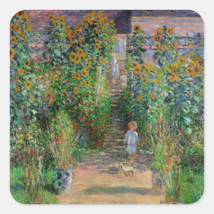 Adesivo Quadrado Jardim Monet Vetheuil Pintura Impressionista