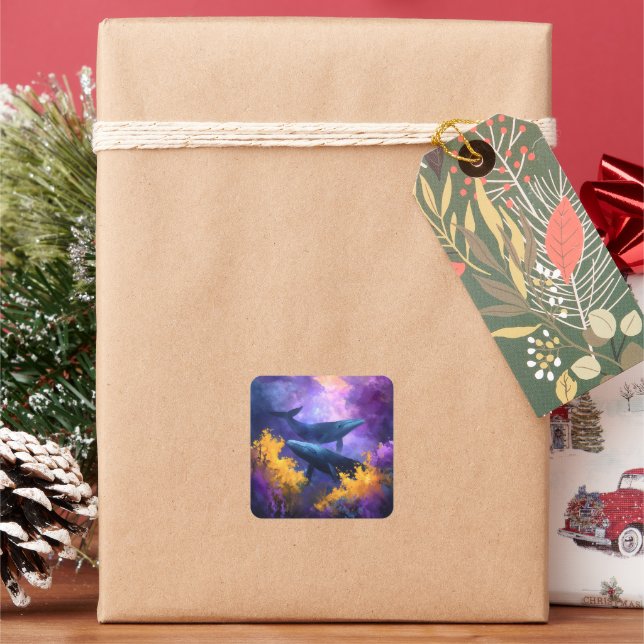 Adesivo Quadrado Jardim Oceânico Abstrato (Feriado)