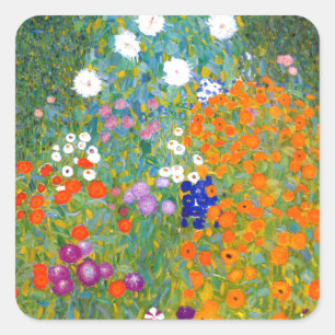 Adesivo Quadrado Jardim pelo vintage de Gustavo Klimt floral
