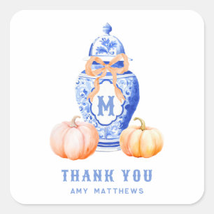 Adesivo Quadrado Jardim Tópico de Bambu   Chinoiserie Obrigado