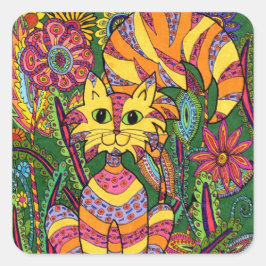 Adesivo Quadrado Jardim Vivid Cat 2