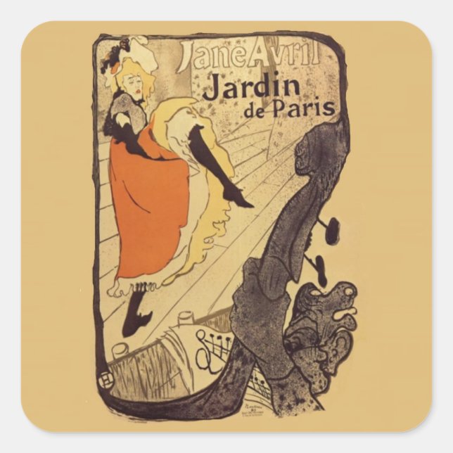Adesivo Quadrado Jardin de Paris - Toulouse-Lautrec (Frente)