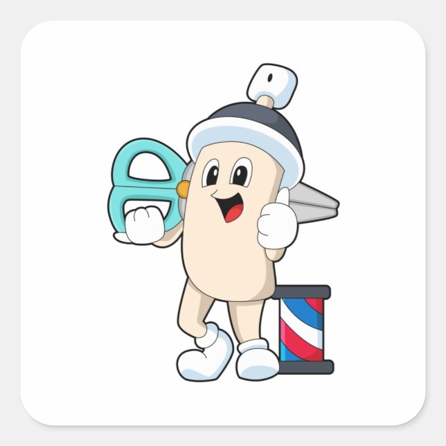 Adesivo Quadrado Jato de hairdresser com tesoura (Frente)