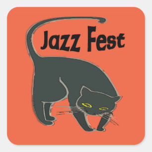 Adesivo Quadrado Jazz Fest Chat Noir, Red 2015 Square Sticker
