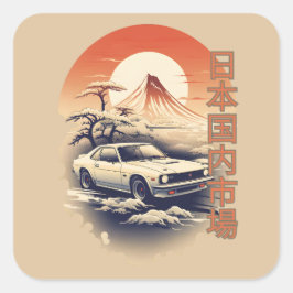 Adesivo Quadrado JDM car with Japanese landscape on background