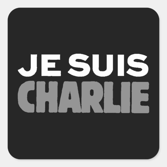 Adesivo Quadrado Je Suis Charlie - Sou Charlie Black (Frente)