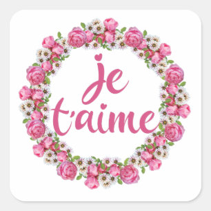 Adesivo Quadrado Je T'aime - Eu Te Amo - Ditos Franceses