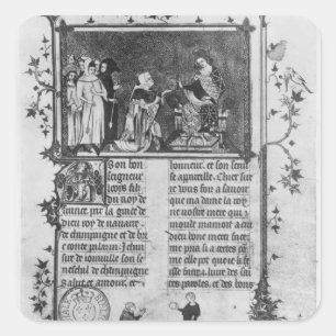 Adesivo Quadrado Jean de Joinville que oferece seu livro em St