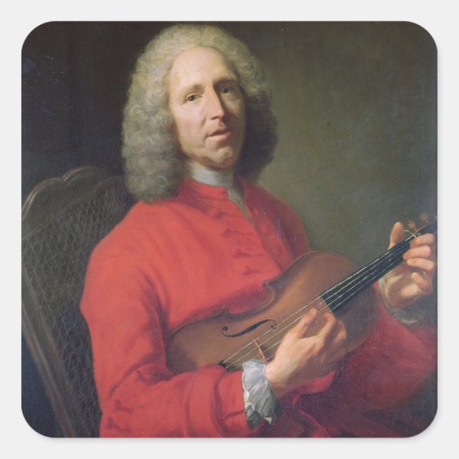 Adesivo Quadrado Jean-Philippe Rameau com um violino (Frente)