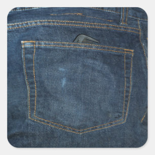 Adesivo Quadrado Jeans azuis - Bolso Denim