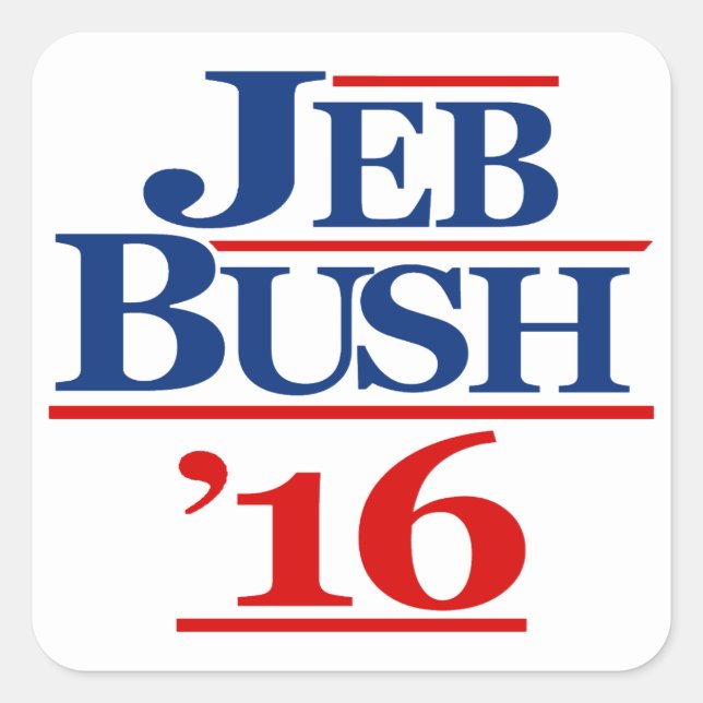 Adesivo Quadrado Jeb Bush 2016 (Frente)