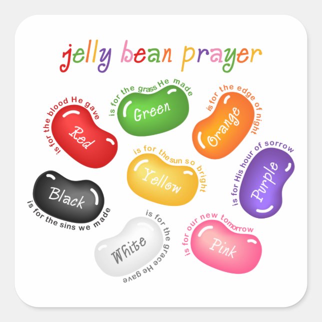 Adesivo Quadrado Jelly Bean Prayer Sticker (Frente)