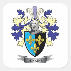 Adesivo Quadrado Jenkins Family Crest Casaco de Armas