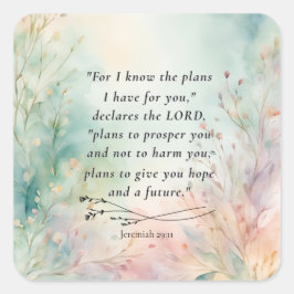 Adesivo Quadrado Jeremiah 29:11 Bíblia Versa Imagem