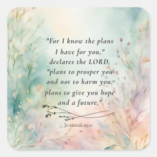 Adesivo Quadrado Jeremiah 29:11 Bíblia Versa Imagem