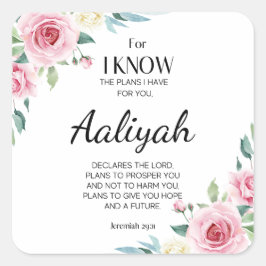 Adesivo Quadrado Jeremiah 29:11 Rosa Rosa Personalize